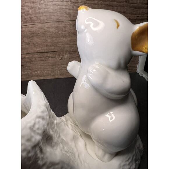 VTG White Mouse Tree Trunk Vase Succulent Planter Ceramic 99 INTL - Picture 15 of 16